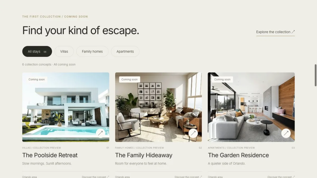 Calierra — Retreat: The Retreat concept’s hospitality narrative and stay collection.