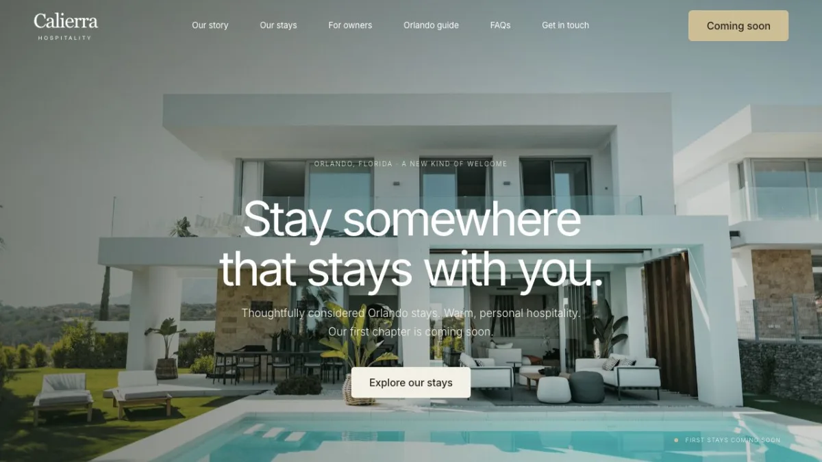 Calierra — Retreat website homepage